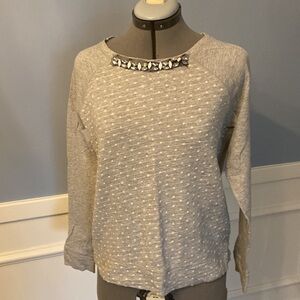 Gray Sweatshirt with White Dots and Jewels at neck